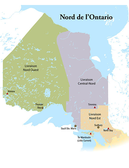 Regions of FedNor program delivery area